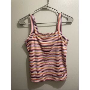 Project Social T Size Small Striped Tank Top Yellow White Pink NEW
